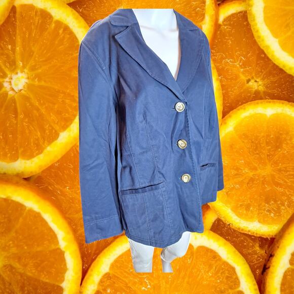 L.L. Bean Women's Navy Everyday Capsule 3-Button Lined Blazer Jacket Size 18W - Picture 1 of 6